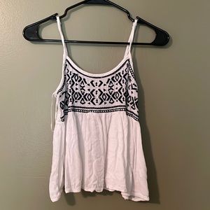 Navy and white embroidered tank